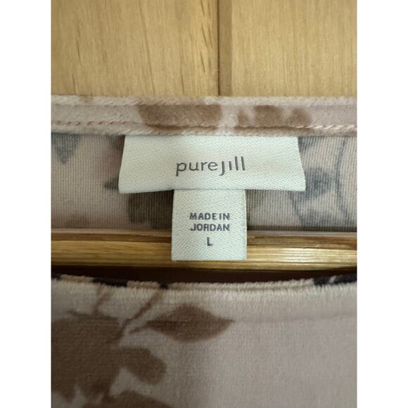 Pure Jill | Floral Velvet/Velour Tunic Top with Pockets | Size Large - Picture 3 of 11